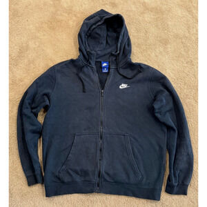 Vintage Nike Hoodie Mens Blue Tag Swoosh Activewear Black Athletic Large L